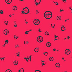 Set Firefighter helmet, Gas mask, shovel and No fire on seamless pattern. Vector