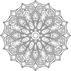 Circular pattern in the form of a mandala. Henna tatoo mandala. Mehndi style. Decorative pattern in oriental style. Coloring book page.