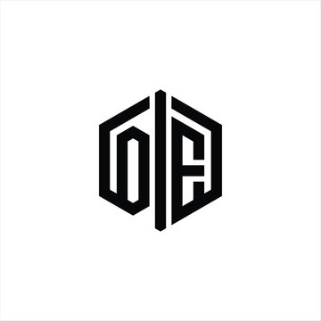 recommend clip art: OE Letter Logo monogram hexagon shape with connect outline design template