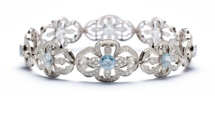 exquisite edwardian diamond cluster bracelet isolated on a white background generative AI