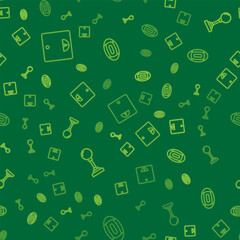 Set line Bathroom scales, Joystick for arcade machine and American Football ball on seamless pattern. Vector