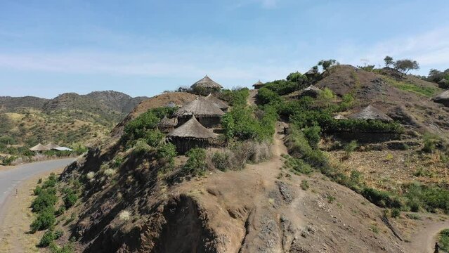 Raya tribe village in the hills Afar Region Chifra Ethiopia