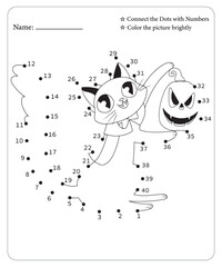 Halloween Dot To Dot Pages for kids, Halloween Coloring Pages, Halloween Vector