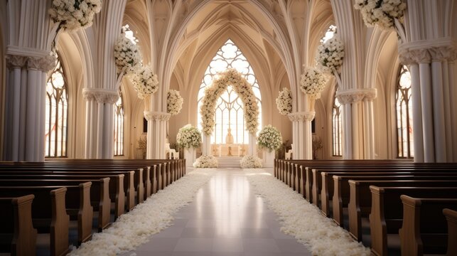 gorgeous wedding ceremony arches windows flowers generative AI