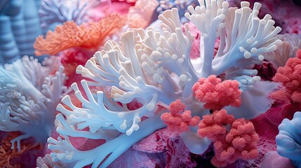 closeup of great barrier reef colorful corals generative AI