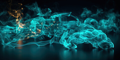 Neon Liquid Smoke Cyan Color Very Detailed Abstract Background AI Generative