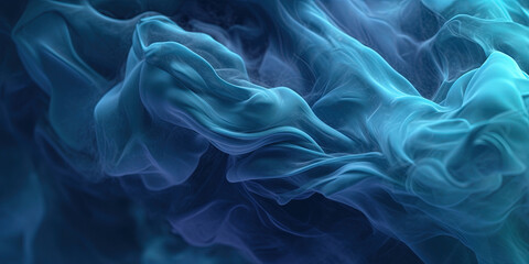 Obraz premium Dense Blue-Cyan Liquid Smoky Abstract Foggy Background AI Generative