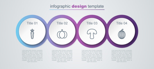 Set line Carrot, Pumpkin, Mushroom and Watermelon. Business infographic template. Vector