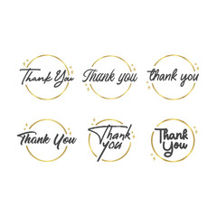 Thank you. Handwritten modern brush lettering inside a golden circle.