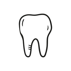 Vector hand drawn tooth icon. Isolated symbol in sketch style.