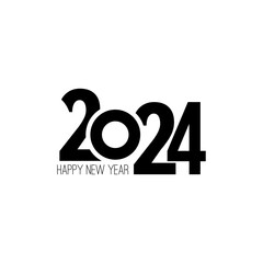 Happy new year 2024 template text logo design. Vector celebration typography poster, banner, web site or greeting card. Christmas decoration 2024 on beige background.
