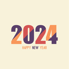 Happy new year 2024 template text logo design. Vector celebration typography poster, banner, web site or greeting card. Christmas decoration 2024 on beige background.