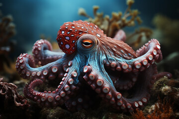 Showing the octopus camouflage and ability to change color in the sea.