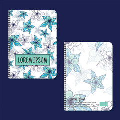 Cover page templates. flowers and leaves pattern layouts. Applicable for notebooks and journals, planners, brochures, books, catalogs etc. Repeat patterns and masks used, able to resize.