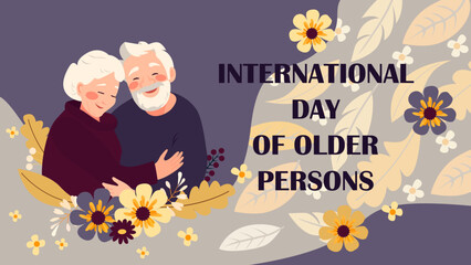 Elderly people. International Day of Older Persons. Grandmother and grandfather.