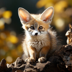 Naklejka na ściany i meble Fennec foxes, popular pets, look cute in nature.