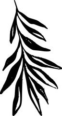 Black Grunge Inky Leaf Vector Illustration