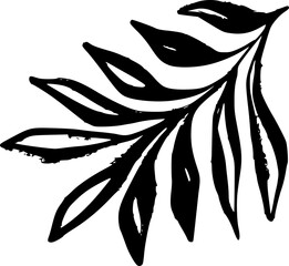 Black Grunge Inky Leaf Vector Illustration