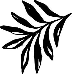 Black Grunge Inky Leaf Vector Illustration