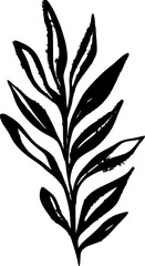 Black Grunge Inky Leaf Vector Illustration