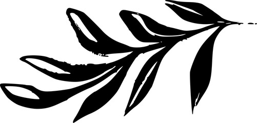 Black Grunge Inky Leaf Vector Illustration