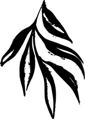 Black Grunge Inky Leaf Vector Illustration