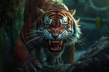 A tiger in the forest