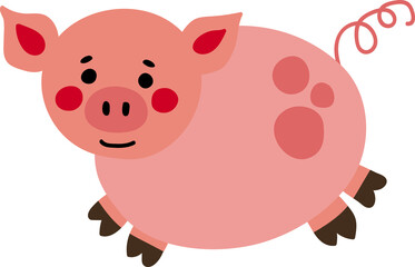 Cute hand drawn pig. Animals on the farm.
