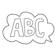 ABC letters in speech bubble. Doodle school element. Back to school kids knowledge education.