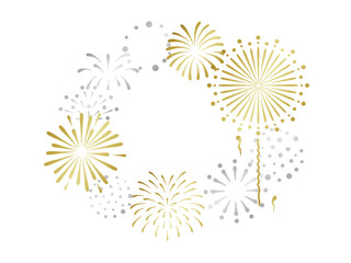 打ち上げ花火のフレーム（ゴールド　シルバー）