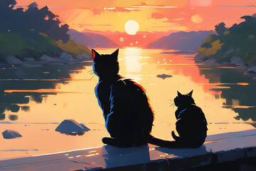 Draw a cat watching the sunset.
Generative AI