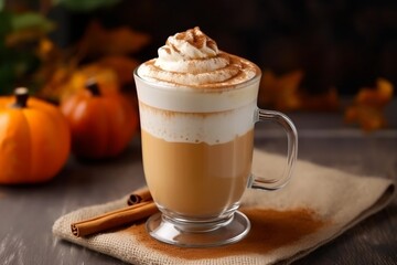 Pumpkin spice latte, delicious autumn drink generative ai