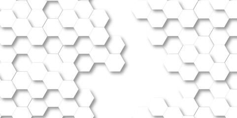 Background technology with hexagons. 3d Hexagonal structure futuristic white background and Embossed Hexagon , honeycomb white Background ,light and shadow ,Vector.