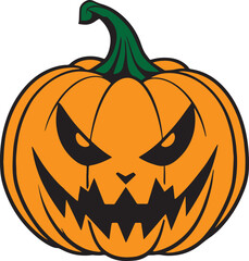 Scary halloween pumpkin, Halloween pumpkins, Vector illustration, SVG