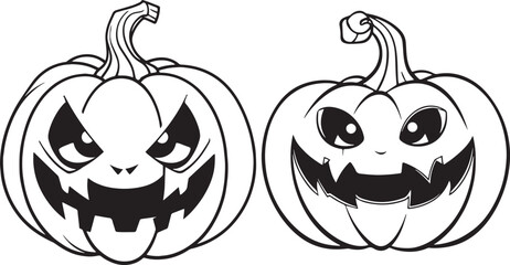 Scary halloween pumpkin, Halloween pumpkins, Vector illustration, SVG