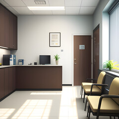 Fototapeta premium doctor's office in the clinic. Waiting area for a doctor's appointment. generative AI