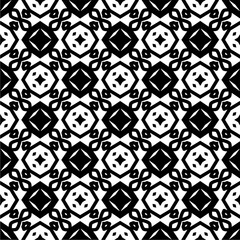 Black and white  pattern . Figures ornament.Seamless pattern for fashion, textile design,  on wall paper, wrapping paper, fabrics and home decor.
