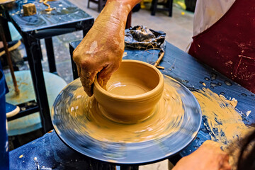 the activity of making handicrafts from clay or often called pottery class