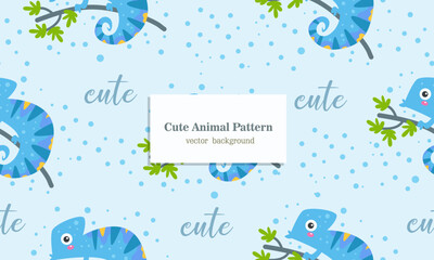 Naklejka premium Cute seamless pattern chameleon