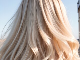 Naklejka premium Blonde hair rear view, generative ai