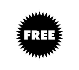 Free icon. Black freebie sign. Offer label tag design.