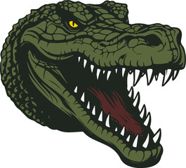 Vector illustration of a wild green crocodile. Mascot.