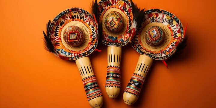 Mexican maracas with hat. Generative AI