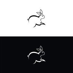 Black side silhouette of a rabbit isolated on white background. Vector illustration.Vector image of an rabbit,Rabbit logo isolated on white background,Rabbit vector template