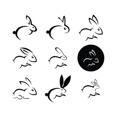 Black side silhouette of a rabbit isolated on white background. Vector illustration.Vector image of an rabbit,Rabbit logo isolated on white background,Rabbit vector template