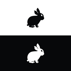 Black side silhouette of a rabbit isolated on white background. Vector illustration.Vector image of an rabbit,Rabbit logo isolated on white background,Rabbit vector template