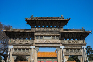 Entry gate of Zhao Mausoleum of China, a famous tourist attraction 