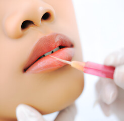 Lip filler injection cosmetic procedure on a young woman