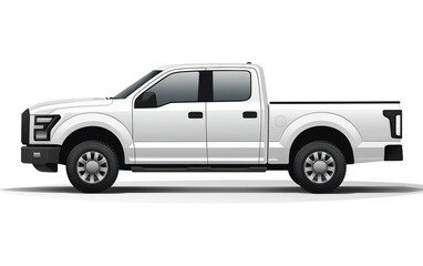Fototapeta na wymiar Versatile Pickup truck vector template, isolated on white, showcases side.