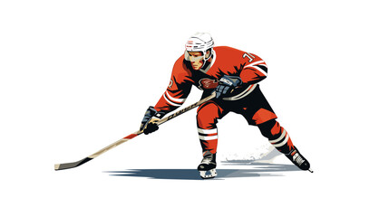 Fototapeta premium Figure hockey player on white background vector